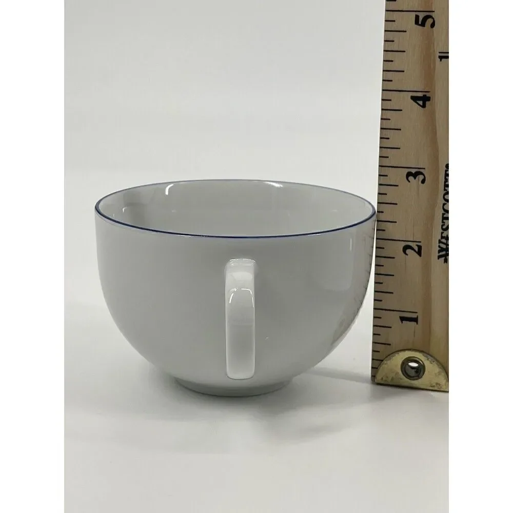 Crate & Barrel Epoch Blue Line White Tea Cup & Saucer Set Kathleen Wills Japan